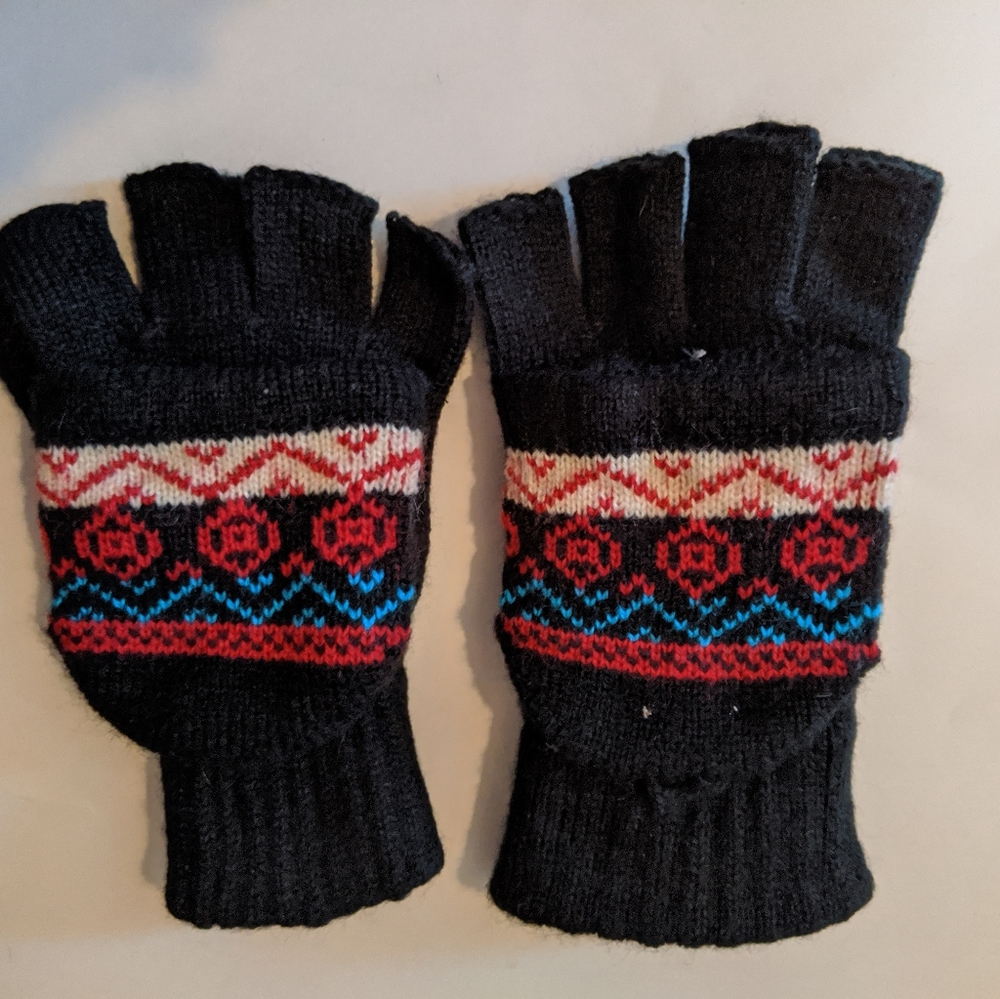 Knit fingerless convertible Mittens